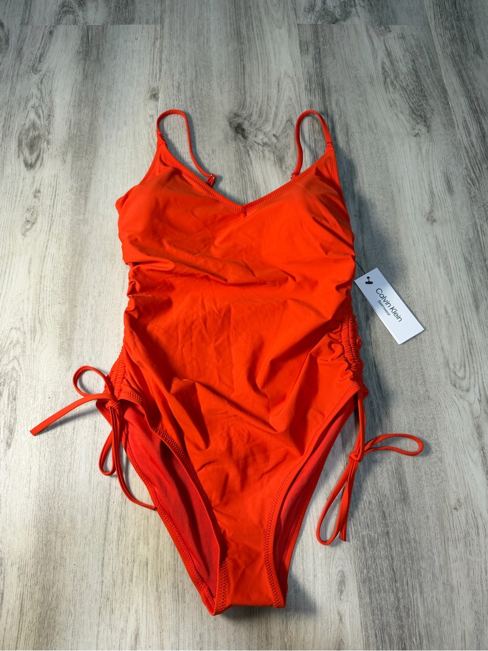 Calvin Klein Bright Orange Adjustable One-Piece Swimsuit